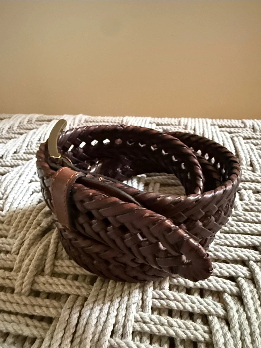 Dockers Brown Braided Woven Leather Men’s Belt Size 40